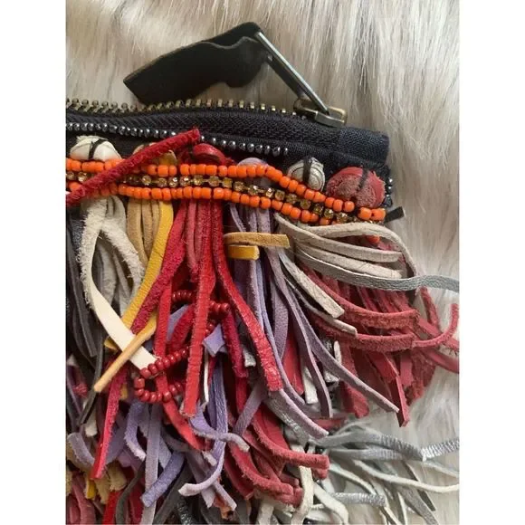 Anthropologie Confetti Fringe Clutch - Picture 4 of 5